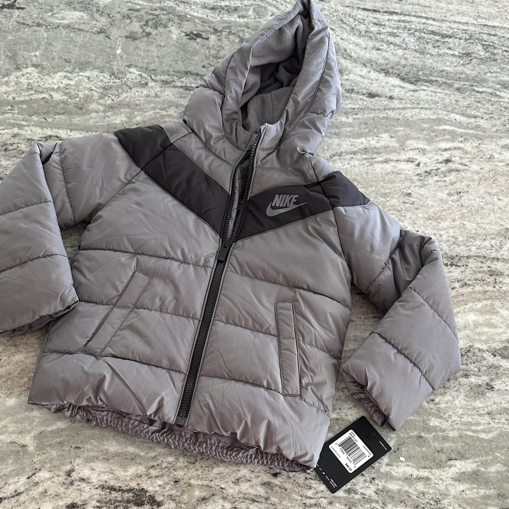 Nike Kids Charcoal Puffer Jacket NEW
